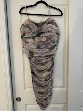 Express Ruched Floral Midi Skirt SIZE L with Matching Crop Tank SIZE XL